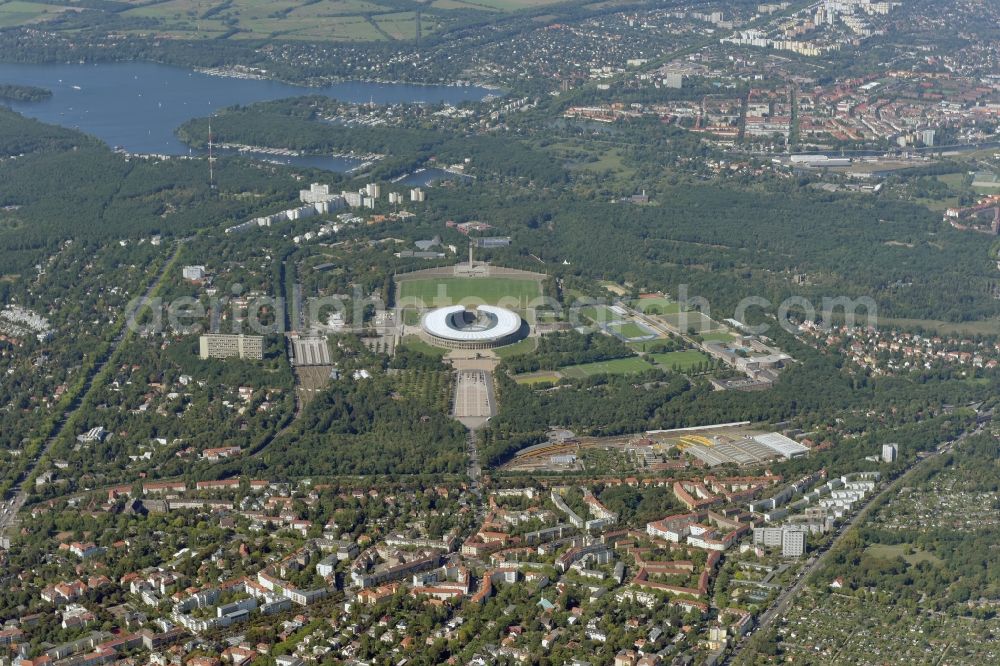 Berlin from the bird's eye view: Sports facility grounds of the Arena stadium Olympiastadion in Berlin in Germany