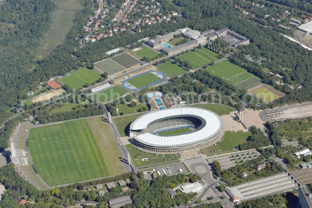 Aerial photograph Berlin - Sports facility grounds of the Arena stadium Olympiastadion in Berlin in Germany