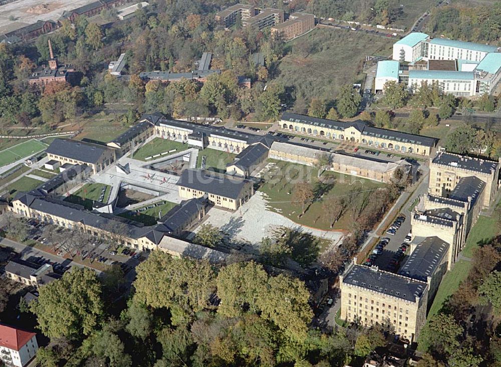 Potsdam from the bird's eye view: Rekonstruierte und umgebaute Gardeulanenkaserne an der Jägerstraße in Potsdam (UNESCO-Weltkulturerbe).Architektin Barbara Mohren,Hagelberger Str.53-54 - 10965 Berlin,Telefon: 030-611280-0,mail@barbaramohren.de DKB Wohnungsgesellschaft Berlin-Brandenburg mbH, Haus der Immobilie, Jägerallee 23, 14469 Potsdam, Telefon (0331) 290-4400,Telefax 290-4420, zentrale@dkb-wohnbb.de, grit.zobel@dkb-immo.de