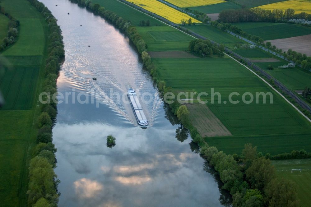 Aerial image Gädheim - Groyne head of the Main river course in Gaedheim in the state Bavaria