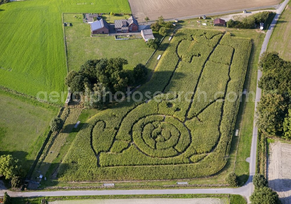 Schermbeck from above - Corn maze in the peasantry Brackenberg best in Schermbeck in North Rhine-Westphalia