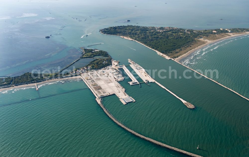 Aerial photograph Malomoco - The Malamoco or mouth of Malamocco (as it locally known) is the central access to the lagoon of Venice, in the South of the Lido-San Nicolò and North of Chioggia in Venice in Italy