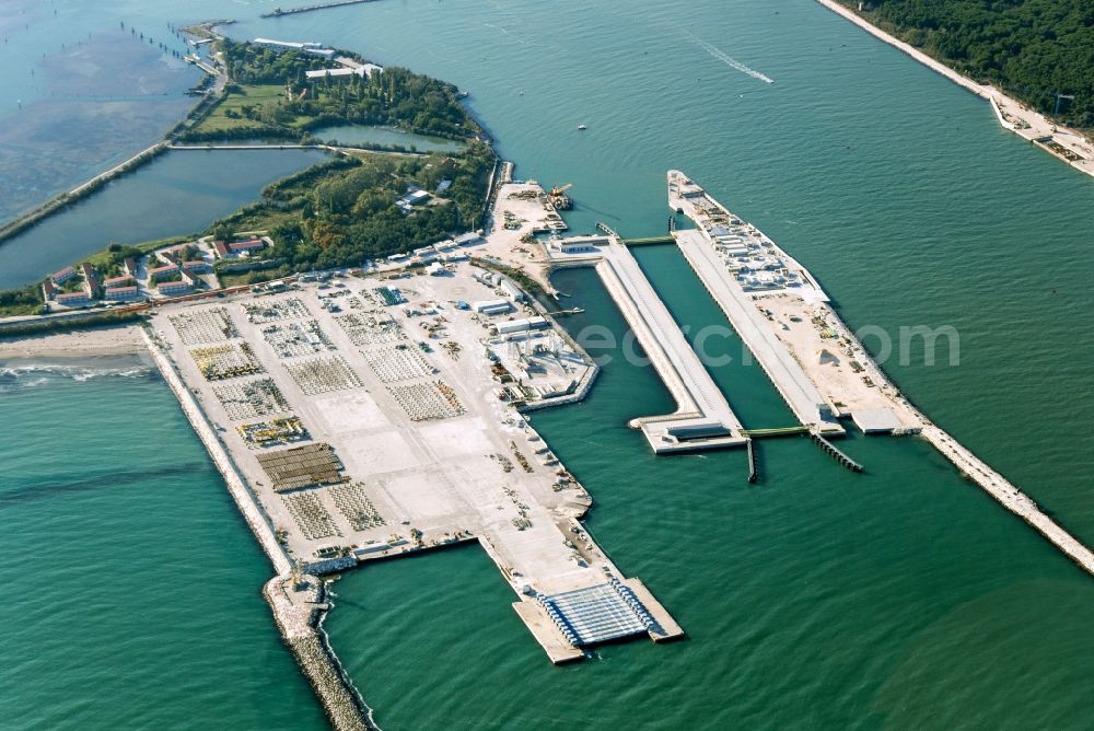 Malomoco from above - The Malamoco or mouth of Malamocco (as it locally known) is the central access to the lagoon of Venice, in the South of the Lido-San Nicolò and North of Chioggia in Venice in Italy