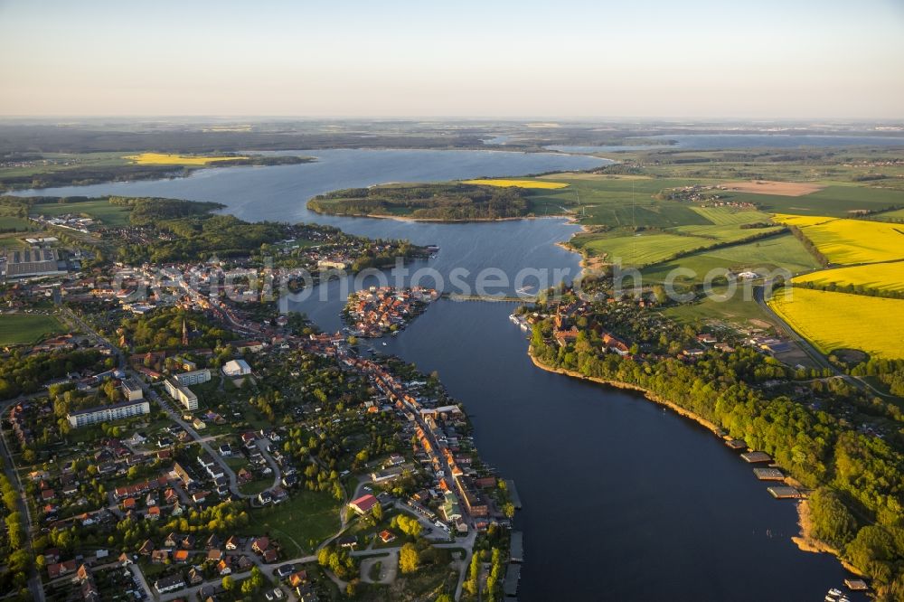 Malchow from above - View of the lake Malchower See in Malchow in the state Mecklenburg-West Pomerania