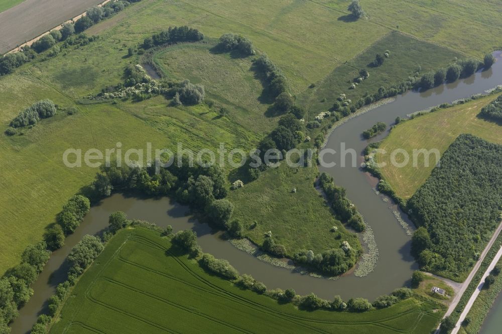 Aerial photograph Hamm - Mean der of the river Lippe in Hamm in North Rhine-Westphalia