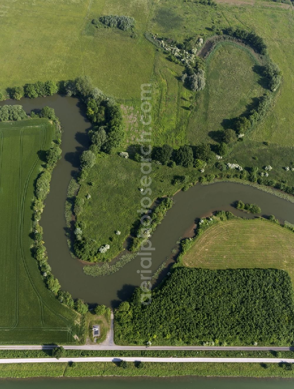 Hamm from above - Mean der of the river Lippe in Hamm in North Rhine-Westphalia