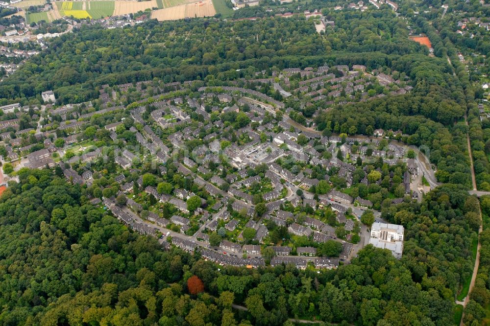 Essen from the bird's eye view: View of the housing estate Margarethenhoehe in Essen in the state North Rhine-Westphalia