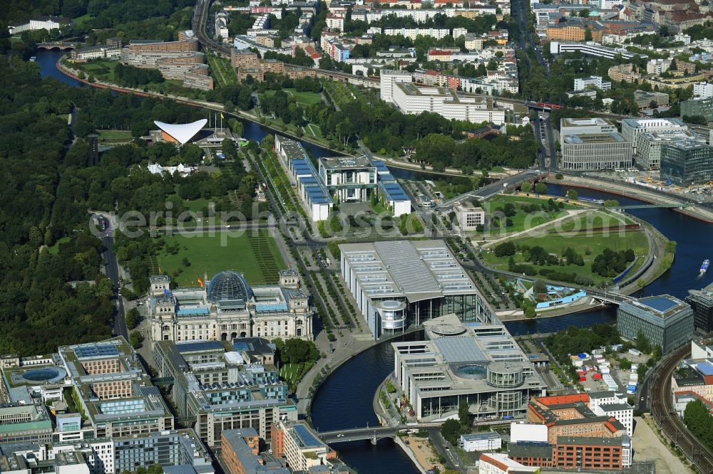 Aerial image Berlin - Extension building site of the government building Paul Loebe and Marie-Elisabeth-Lueders-Haus in the city centre Berlin