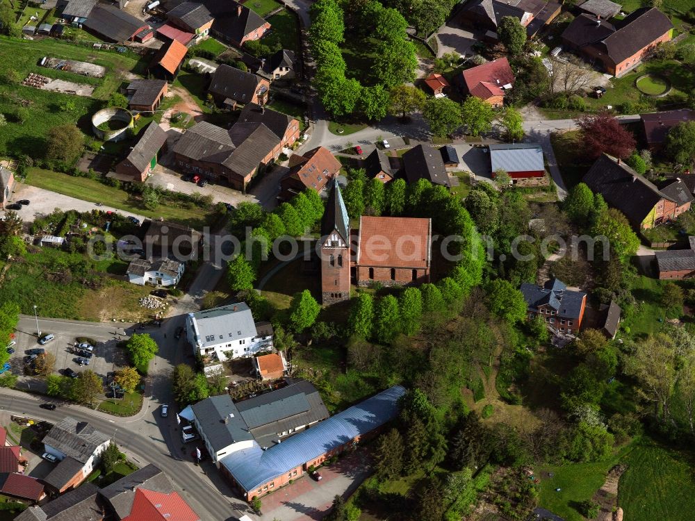 Aerial photograph Sandesneben - St. Mary's Church in Sandesneben dates back to 1278. Her altar was consecrated in 1314 by Bishop Marquard of Ratzeburg Jossow