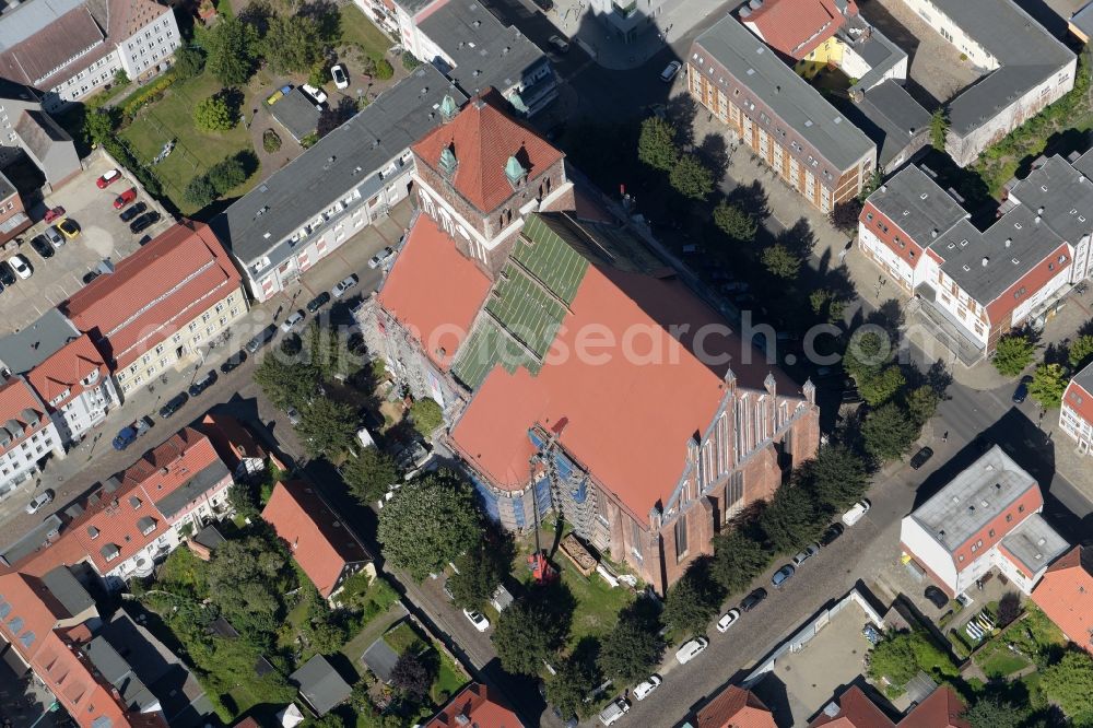 Aerial image Greifswald - View of the Evangelical St. Mary's Church in Greifswald in Mecklenburg-West Pomerania