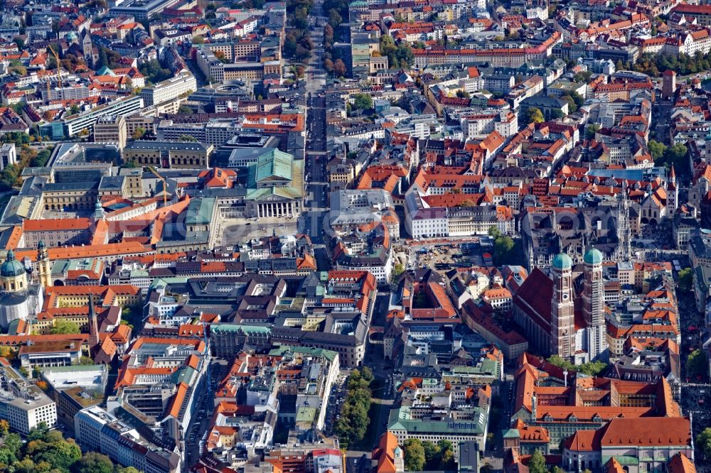 München from above - The city center in the downtown area in Munich in the state Bavaria, Germany