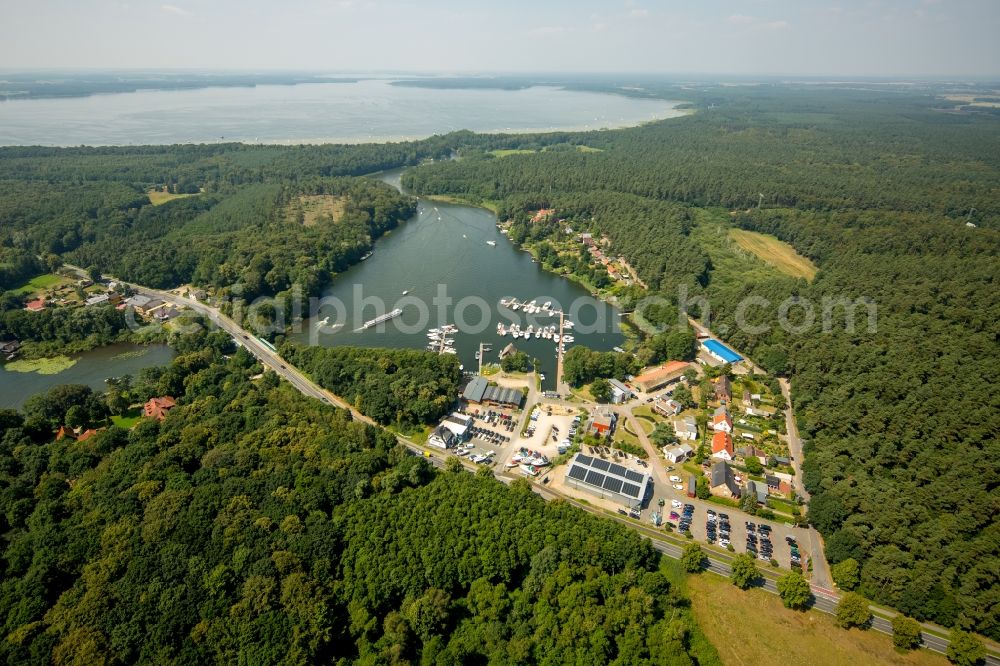 Eldenburg from above - Marina Eldenburg - harbour area on the shore of Reeckkanal in Eldenburg in the state of Mecklenburg - Western Pomerania