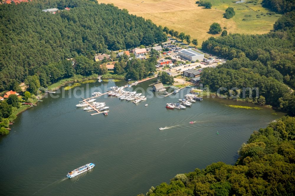 Eldenburg from above - Marina Eldenburg - harbour area on the shore of Reeckkanal in Eldenburg in the state of Mecklenburg - Western Pomerania