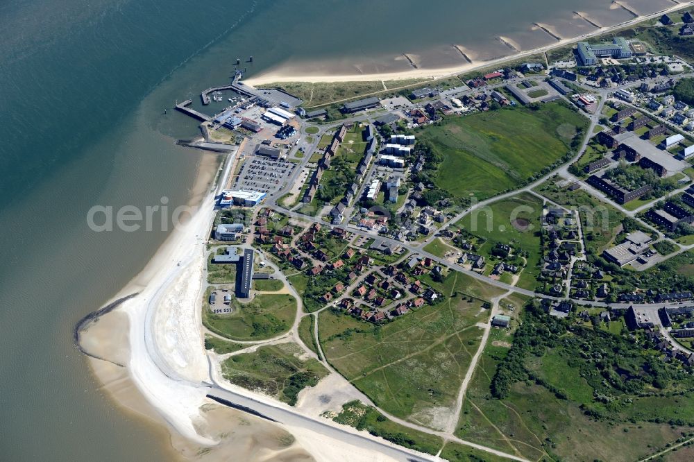 List from the bird's eye view: Gosch- Marina - harbour area on the shore of North Sea in List in the state Schleswig-Holstein