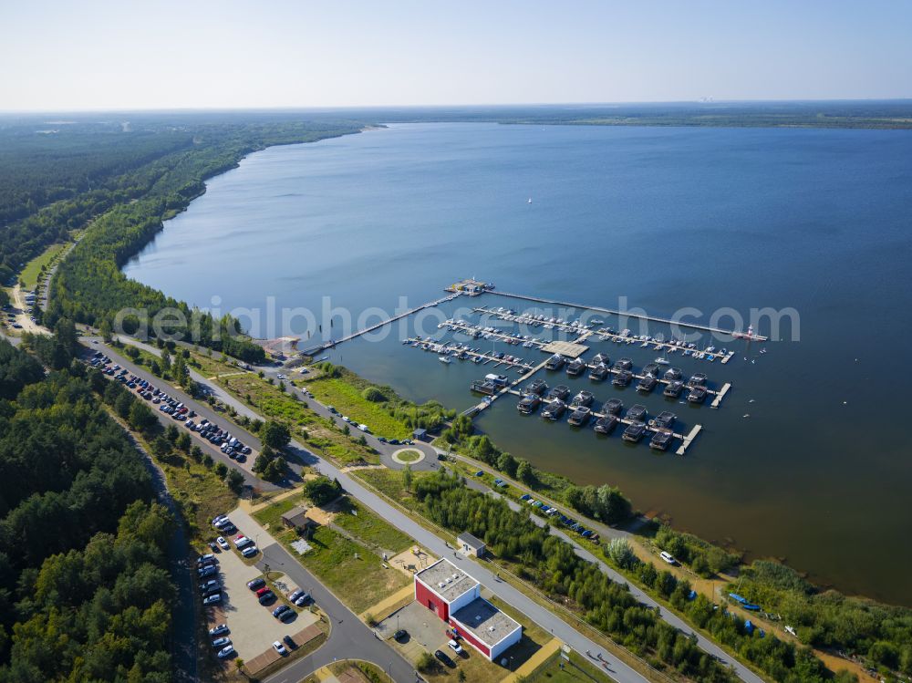 Aerial image Boxberg - Marina Klitten - harbor area on the shore of the Baerwalder See on the street Marina Klitten in Boxberg Lausitz in the state of Saxony, Germany