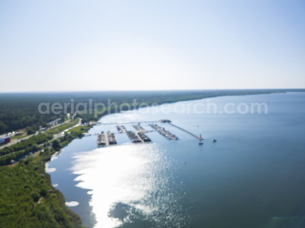 Boxberg from above - Marina Klitten - harbor area on the shore of the Baerwalder See on the street Marina Klitten in Boxberg Lausitz in the state of Saxony, Germany