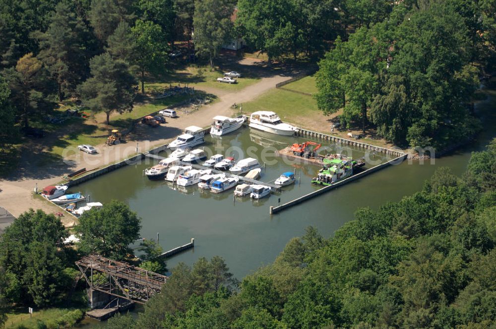 Aerial photograph Marienwerder - Blick auf den Yachthafen Marina Marienwerder am Oder-Havel-Kanal BB. View of the yacht harbor / harbour Marina Marienwerder am Oder-Havel-Canal.