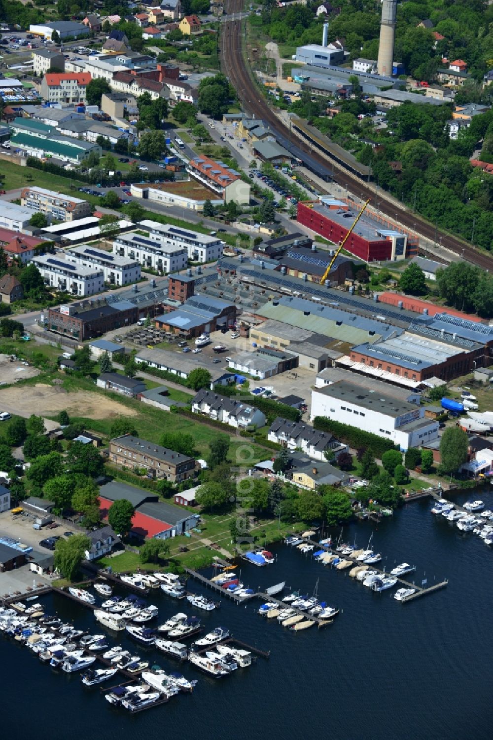 Aerial image Werder (Havel) - View of the Marina Vulkan dockyard and marina in Werder ( Havel ) in the state of Brandenburg