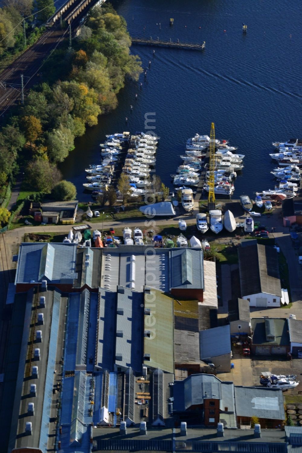 Werder (Havel) from the bird's eye view: View of the Marina Vulkan yacht harbour in Werder ( Havel ) in the state Brandenburg