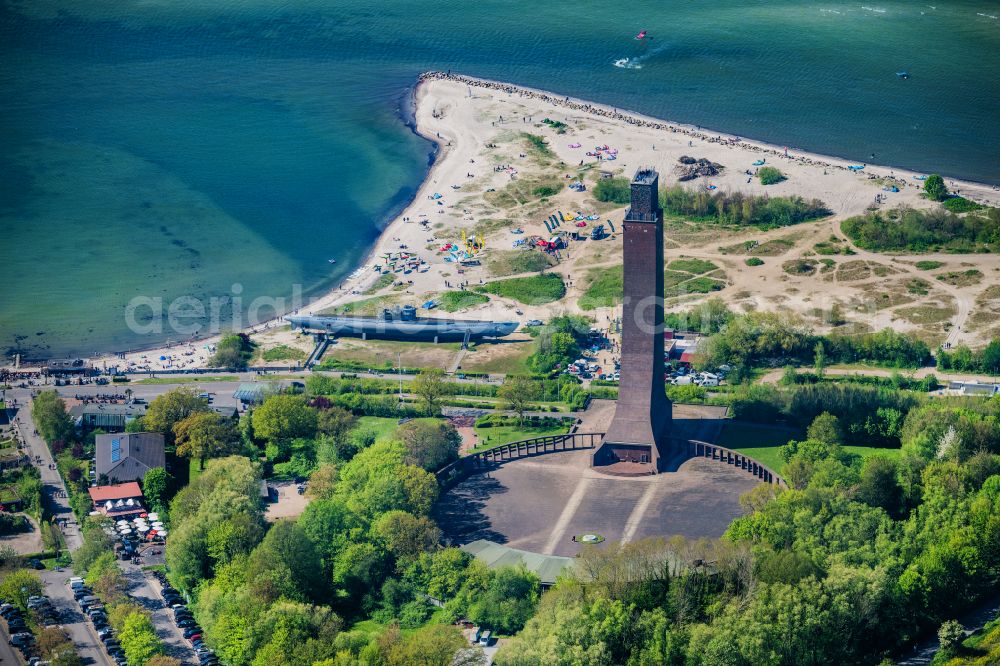 Aerial image Laboe - Naval memorial of the DMB Deutscher Marinebund as a landmark of the Kieler Foerde in Laboe in the state Schleswig-Holstein, Germany