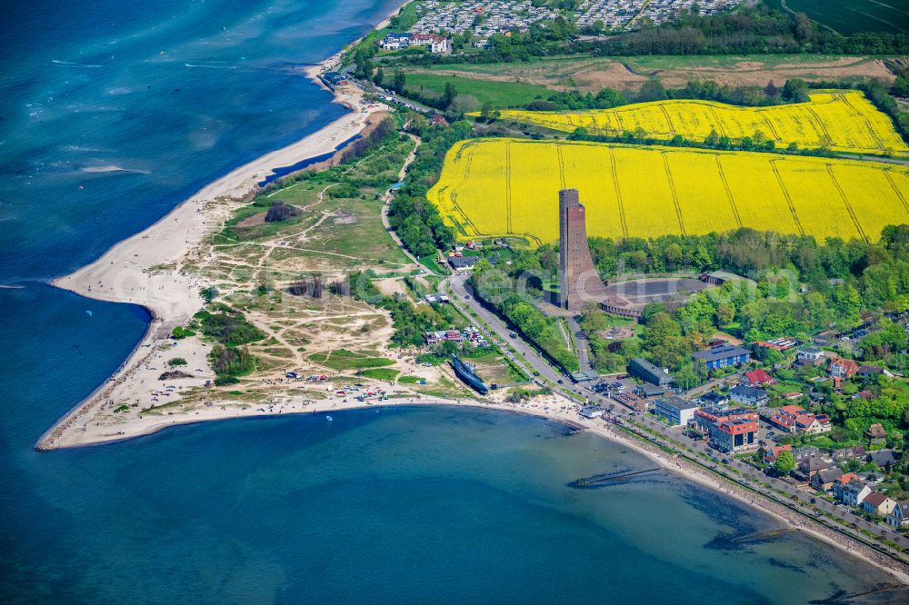 Aerial image Laboe - Naval memorial of the DMB Deutscher Marinebund as a landmark of the Kieler Foerde in Laboe in the state Schleswig-Holstein, Germany