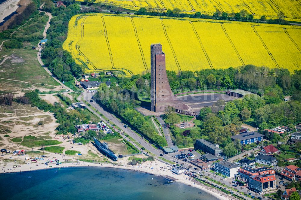 Aerial photograph Laboe - Naval memorial of the DMB Deutscher Marinebund as a landmark of the Kieler Foerde in Laboe in the state Schleswig-Holstein, Germany