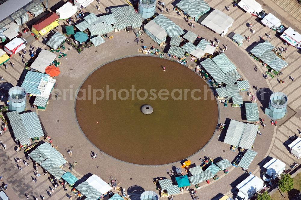 Aerial image Leipzig - View of market in front of the concert building Gewandhaus Leipzig in Saxony