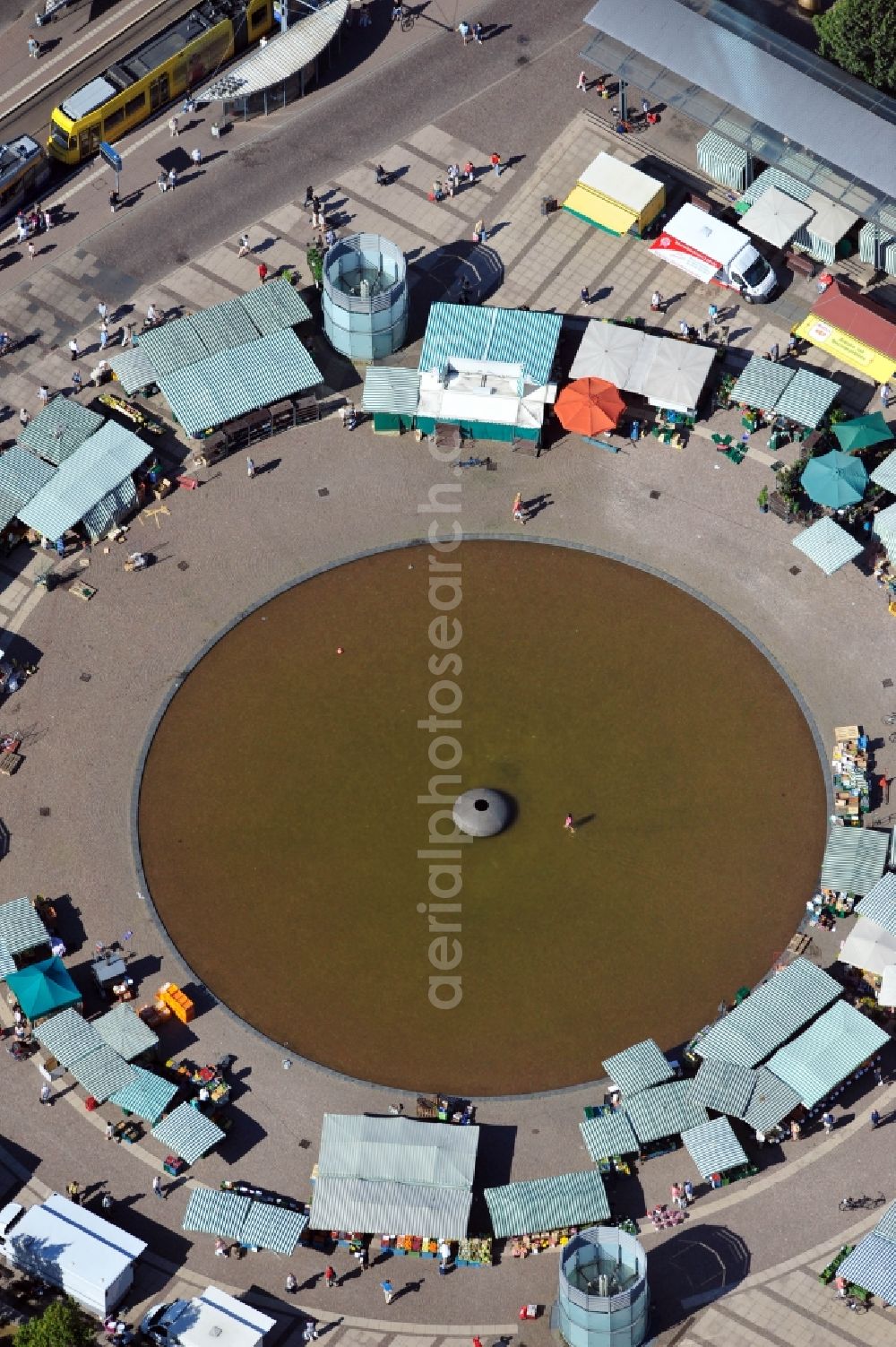 Aerial photograph Leipzig - View of market in front of the concert building Gewandhaus Leipzig in Saxony