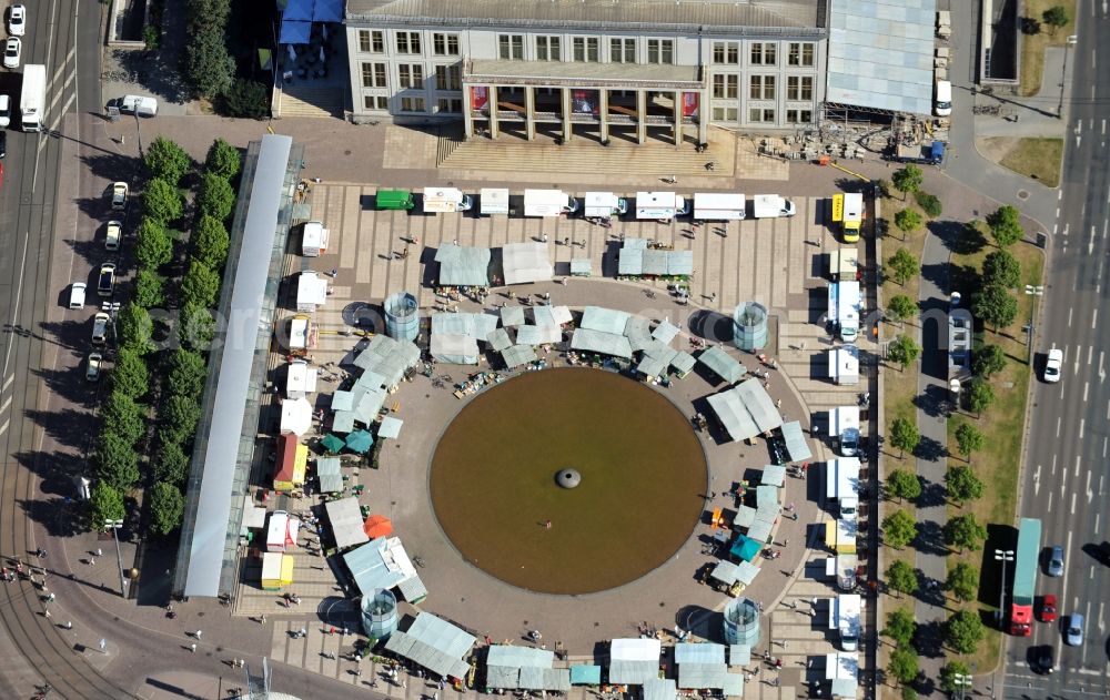 Aerial image Leipzig - View of market in front of the concert building Gewandhaus Leipzig in Saxony