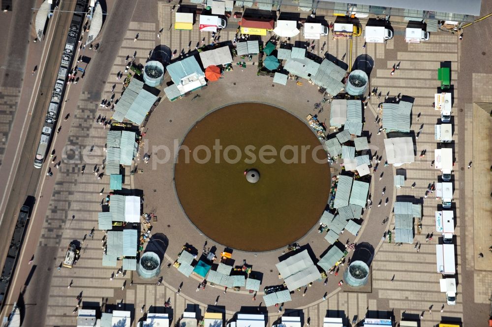 Aerial photograph Leipzig - View of market in front of the concert building Gewandhaus Leipzig in Saxony