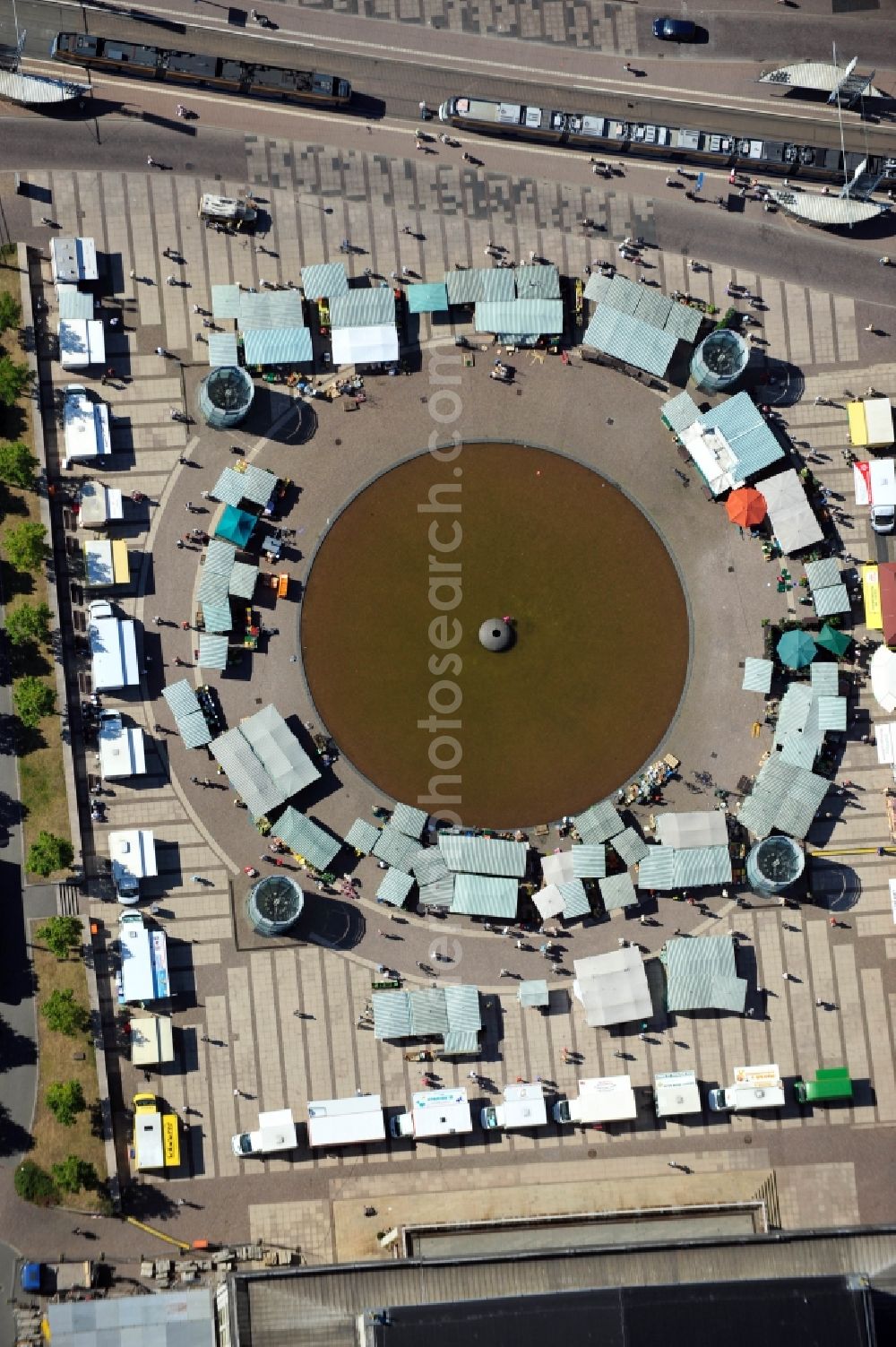 Leipzig from above - View of market in front of the concert building Gewandhaus Leipzig in Saxony