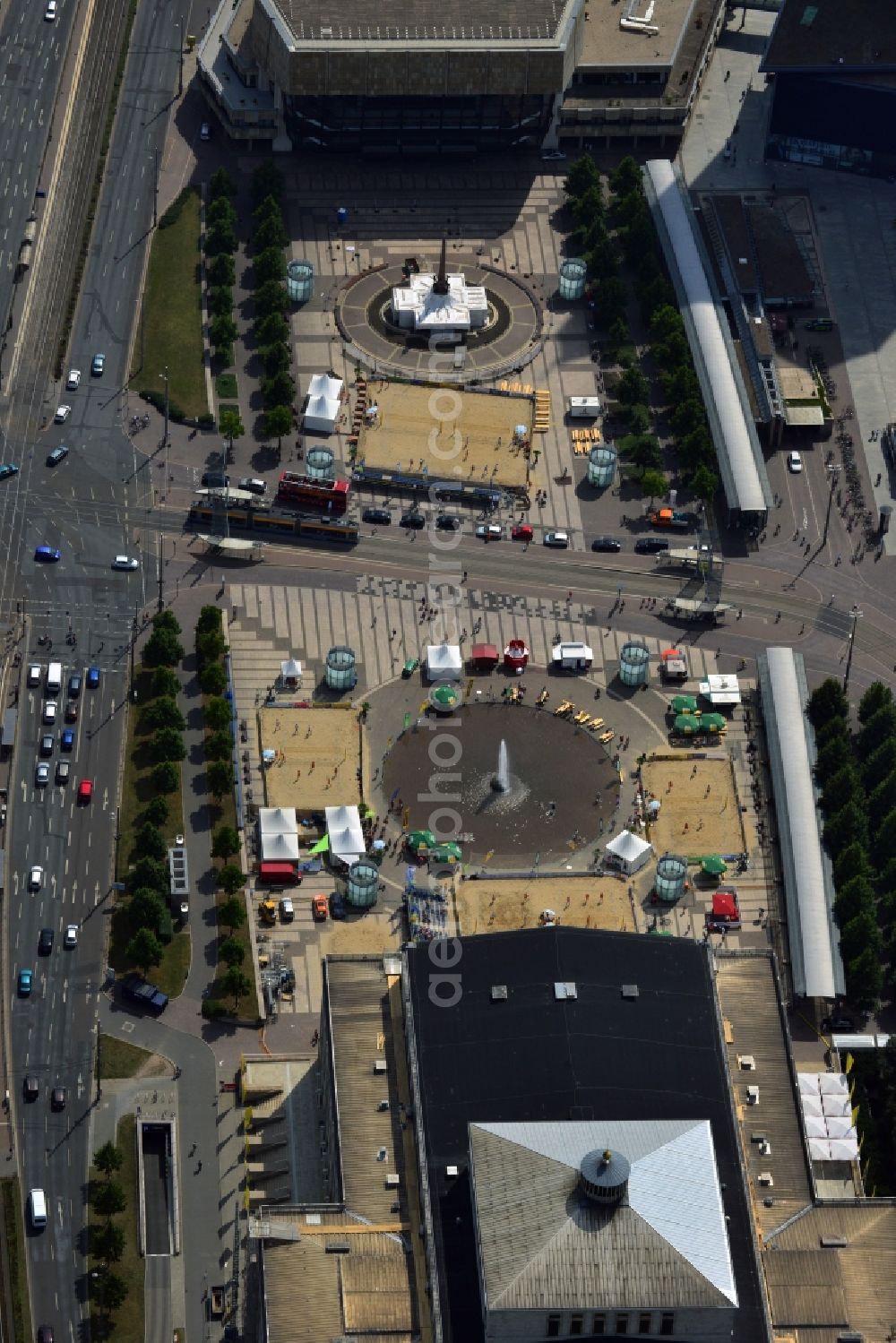 Aerial photograph Leipzig - View of market in front of the concert building Gewandhaus Leipzig in Saxony