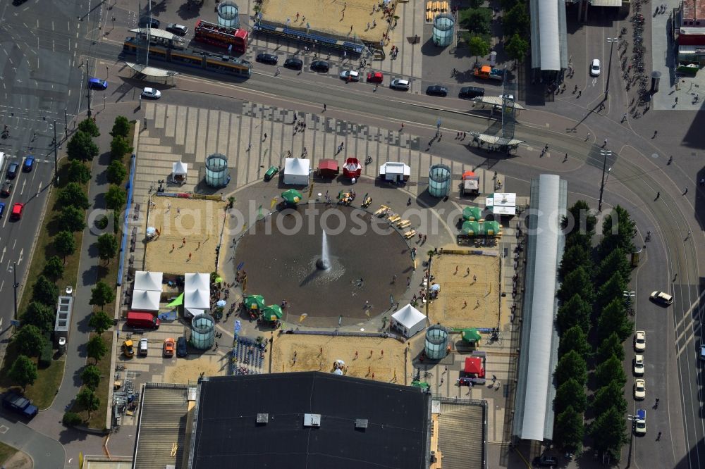 Aerial image Leipzig - View of market in front of the concert building Gewandhaus Leipzig in Saxony