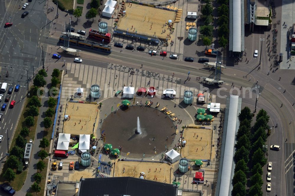 Aerial photograph Leipzig - View of market in front of the concert building Gewandhaus Leipzig in Saxony