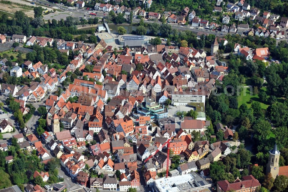 Waiblingen from the bird's eye view: View of Marktdreieck Waiblingen in the state Baden-Wuerttemberg