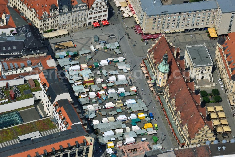 Leipzig from above - Marketplace at Old Town Hall on the market in Leipzig in Saxony