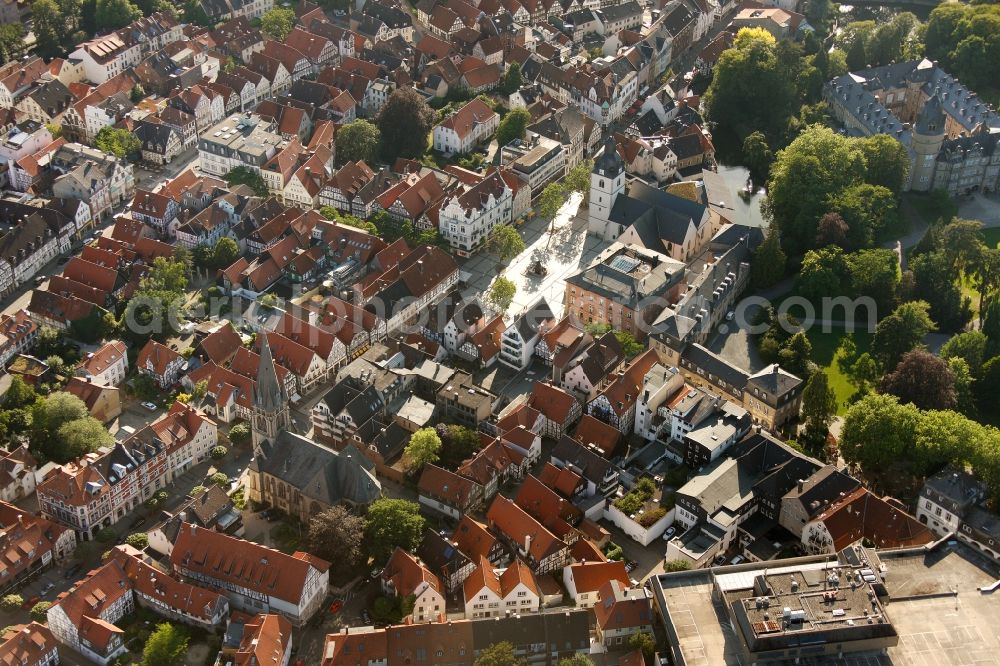 Detmold from above - View of the market place in Detmold in the state of North-Rhine Westphalia