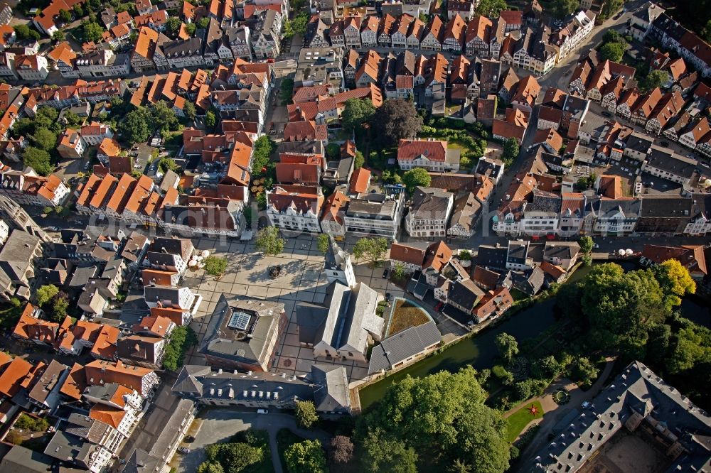 Detmold from the bird's eye view: View of the market place in Detmold in the state of North-Rhine Westphalia