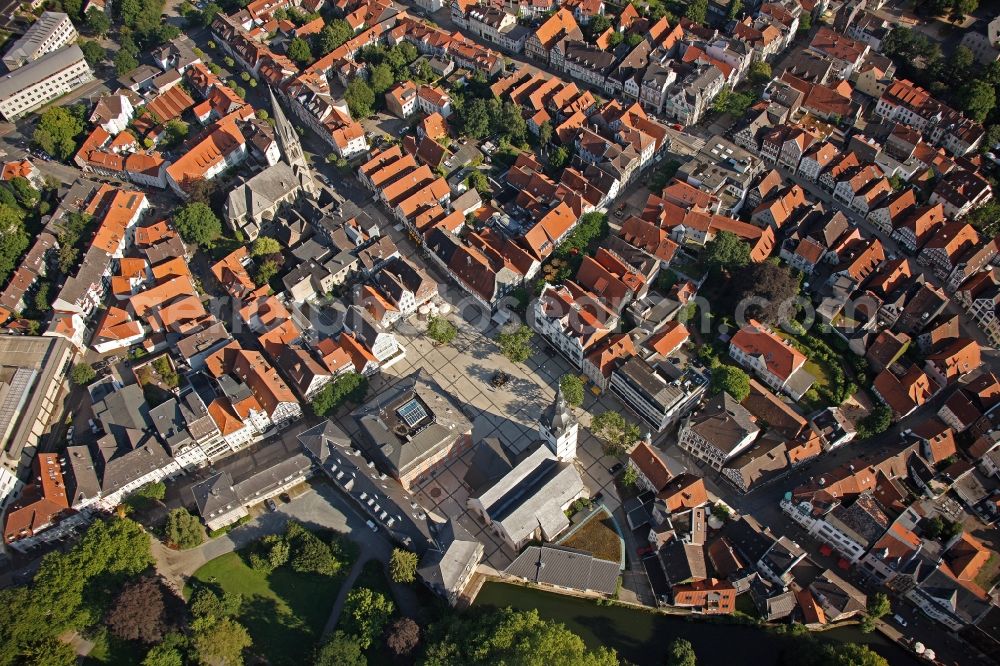 Aerial image Detmold - View of the market place in Detmold in the state of North-Rhine Westphalia