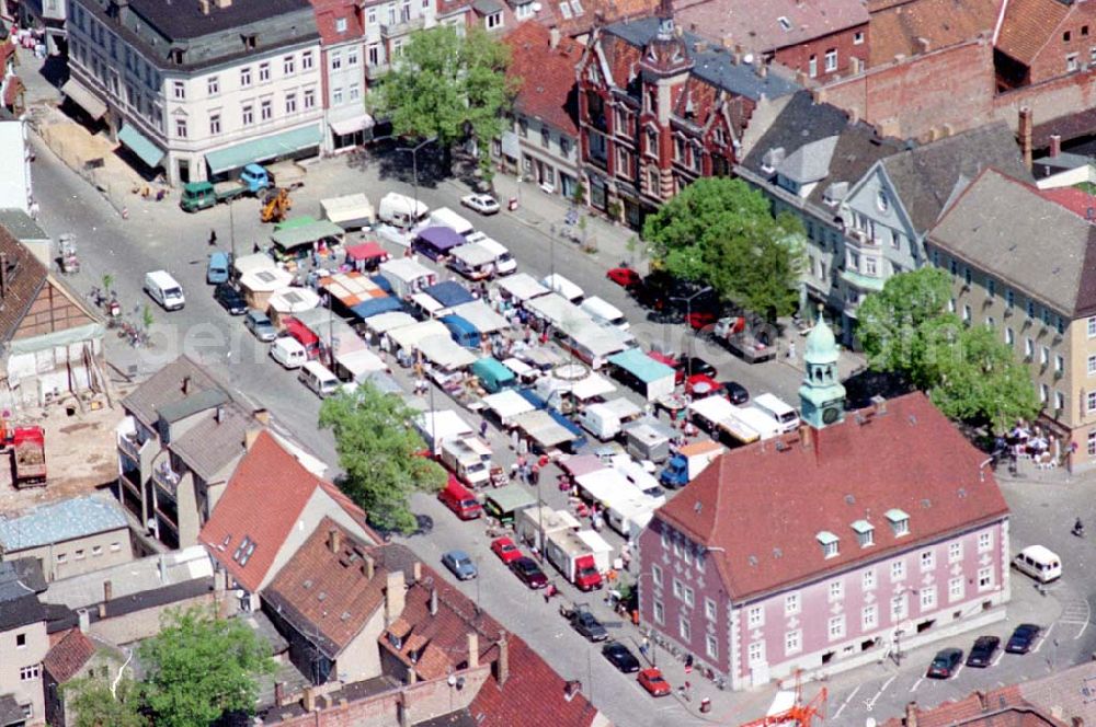 Finsterwalde from above - 04.05.1995 Marktplatz Finsterwalde