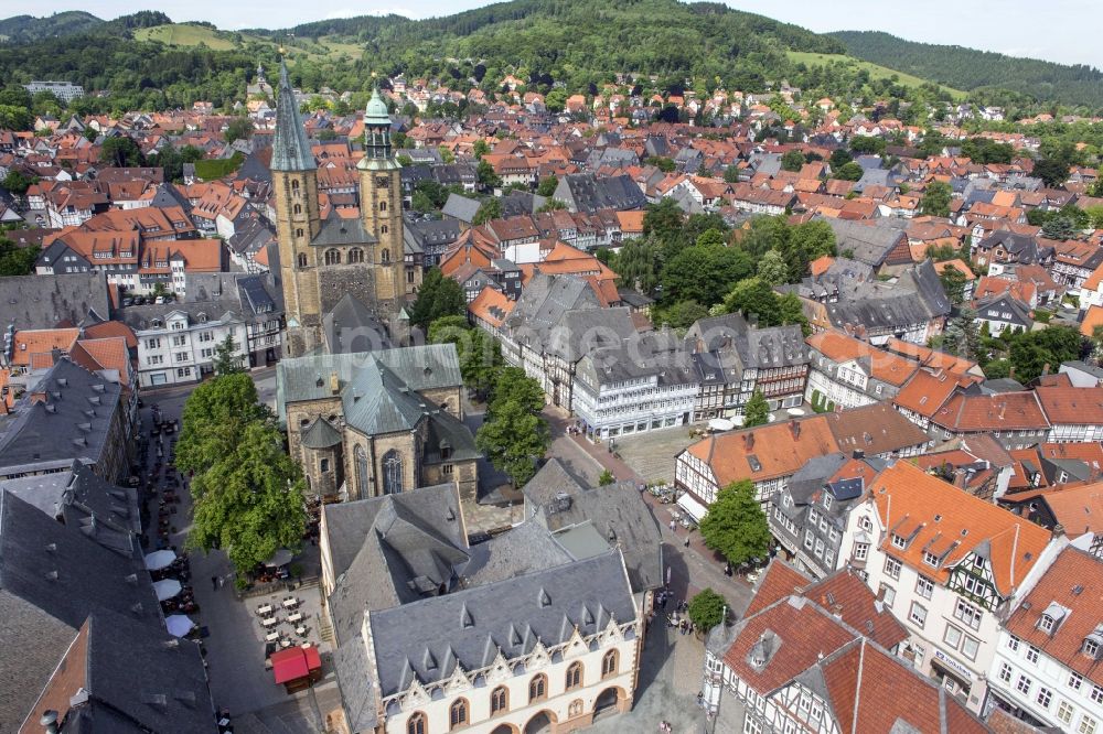 Aerial image Goslar - Historic city center in Goslar in the state Lower Saxony, Germany