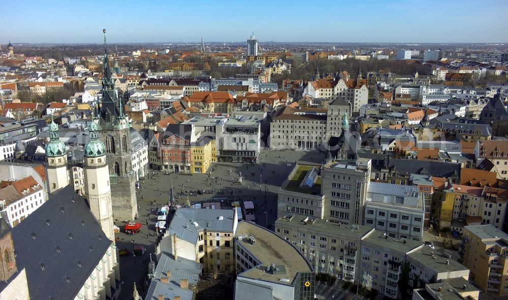 Halle ( Saale ) from above - View of the market place in Halle ( Saale ) in the state Saxony-Anhalt