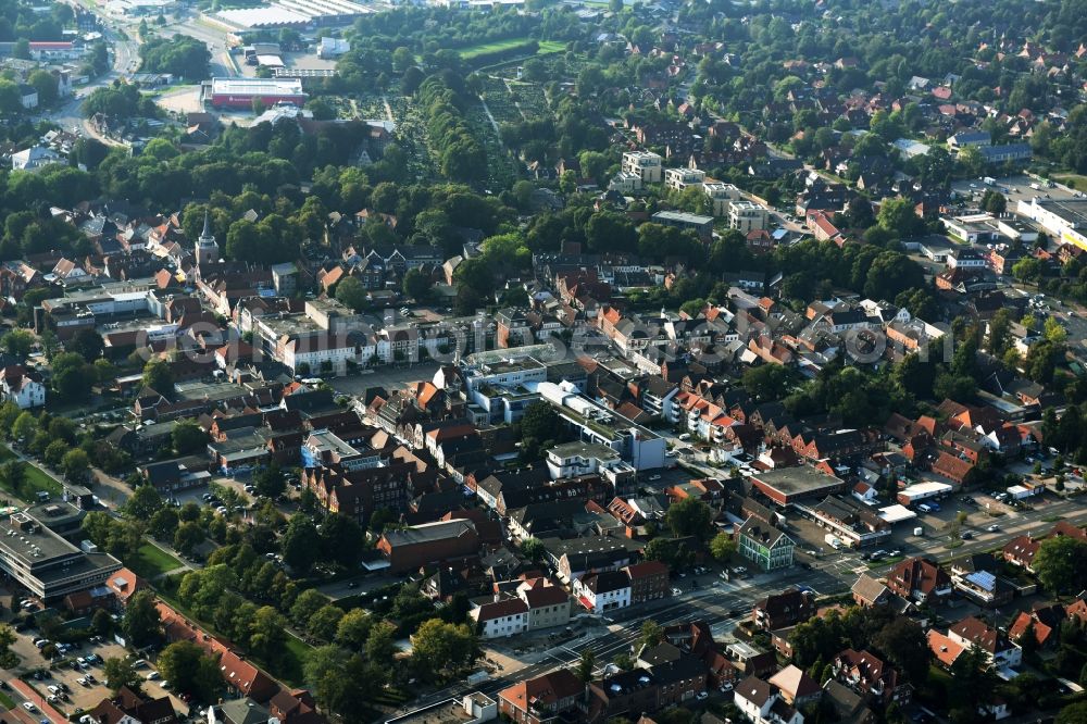 Aurich from above - Ensemble space on Marktplatz in the inner city center in Aurich in the state Lower Saxony