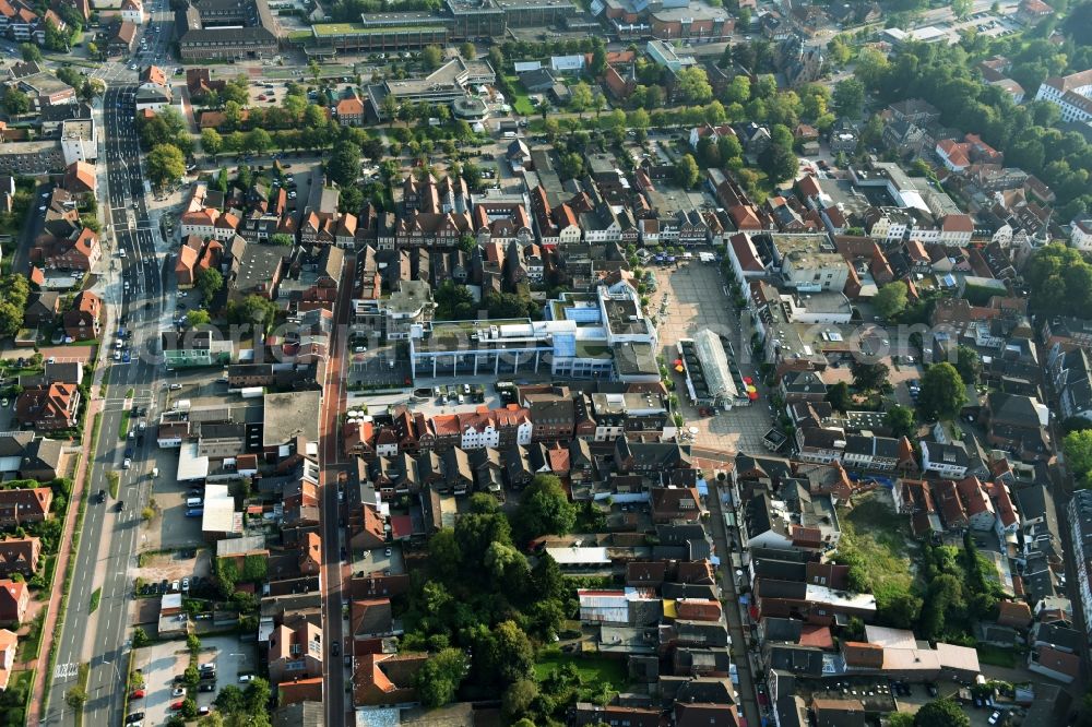 Aerial image Aurich - Ensemble space on Marktplatz in the inner city center in Aurich in the state Lower Saxony