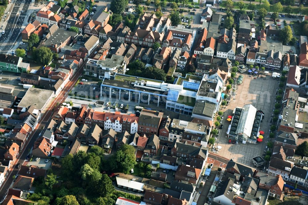 Aurich from above - Ensemble space on Marktplatz in the inner city center in Aurich in the state Lower Saxony