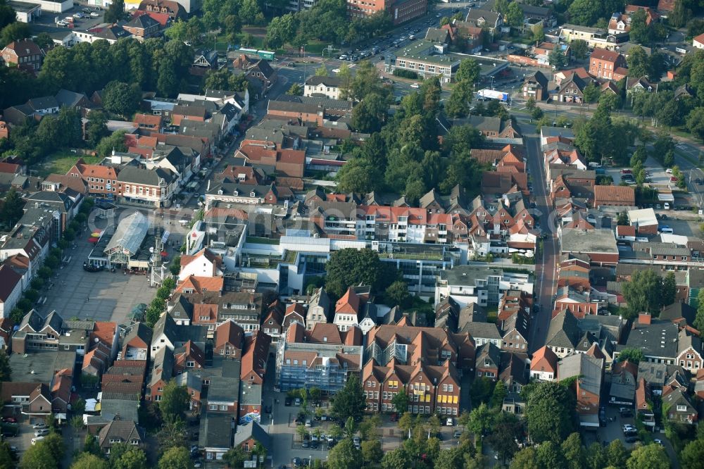 Aurich from above - Ensemble space Marktplatz in the inner city center in Aurich in the state Lower Saxony