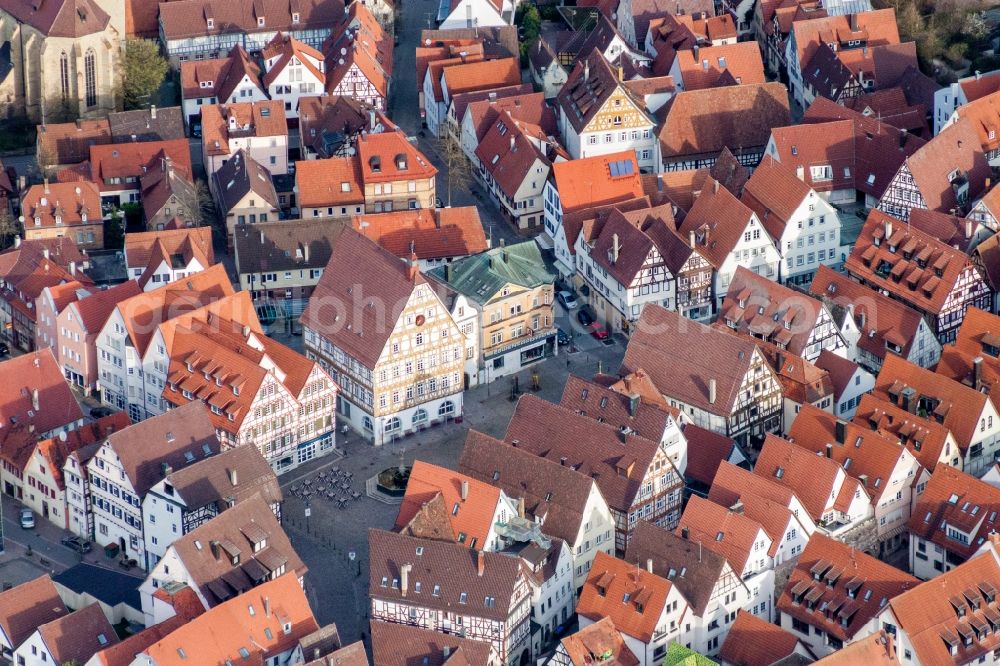 Leonberg from above - Market downtown in Leonberg in the state Baden-Wurttemberg, Germany