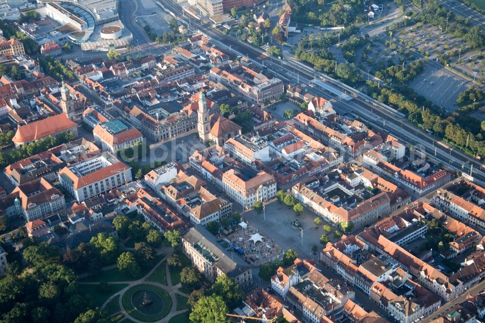 Aerial image Erlangen - Market and castle place downtown in Erlangen in the state Bavaria