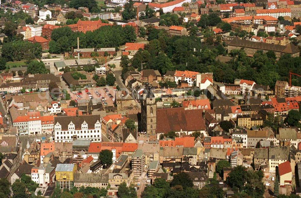 Aerial photograph Wittenberg / Brandenburg - Marktplatz und Stadtzentrum