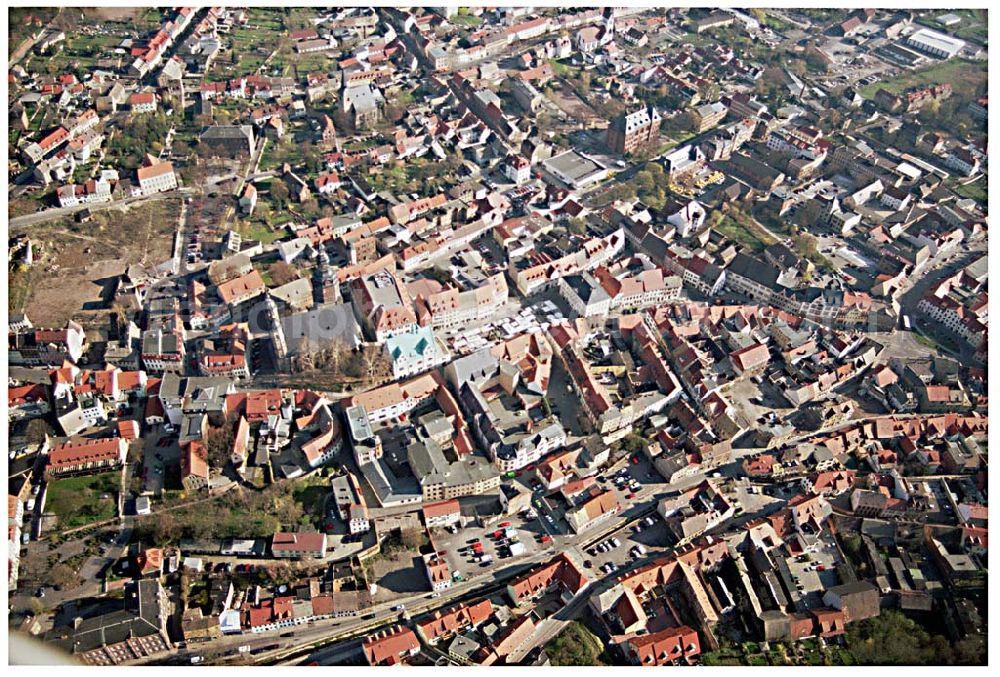 Aerial image Eisleben / SA - Marktplatz und Stadtzentrum von Eisleben in Sachsen-Anhalt.